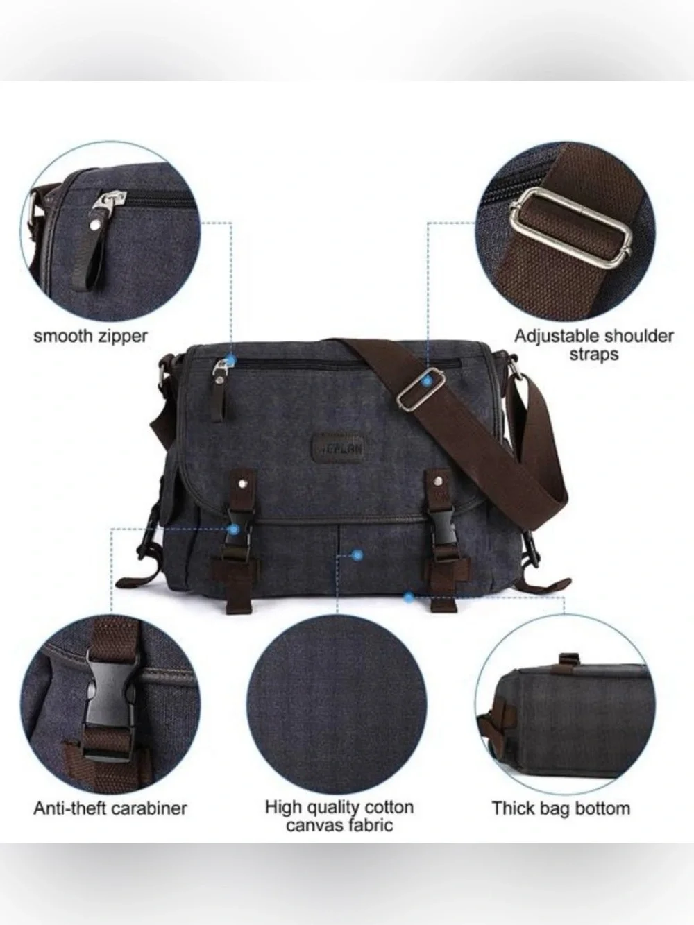 Messenger bag men waterproof crossbody satchel shoulder bag.